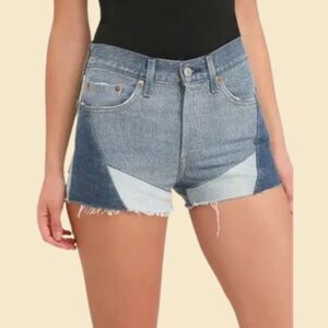 Levi's 501 Spliced Denim Patchwork Cut Off Shorts Size 27